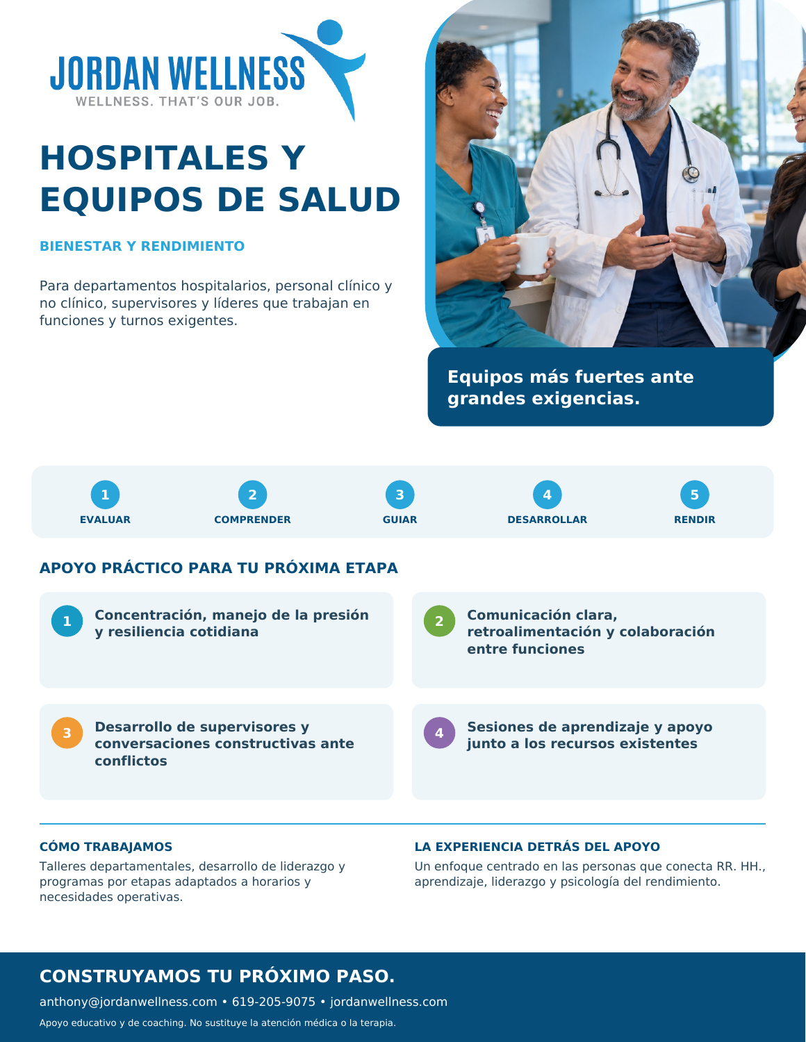 Folleto Jordan Wellness: HOSPITALES Y EQUIPOS DE SALUD