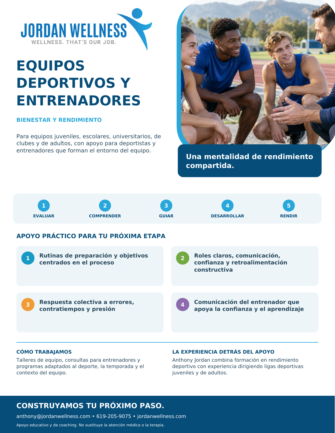 Folleto Jordan Wellness: EQUIPOS DEPORTIVOS Y ENTRENADORES